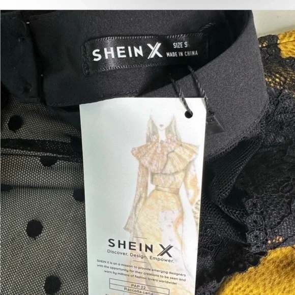 SHEIN X BLACK MULTI COLOR SHEER PANEL LONG SLEEVE MAXI DRESS SZ S NWT